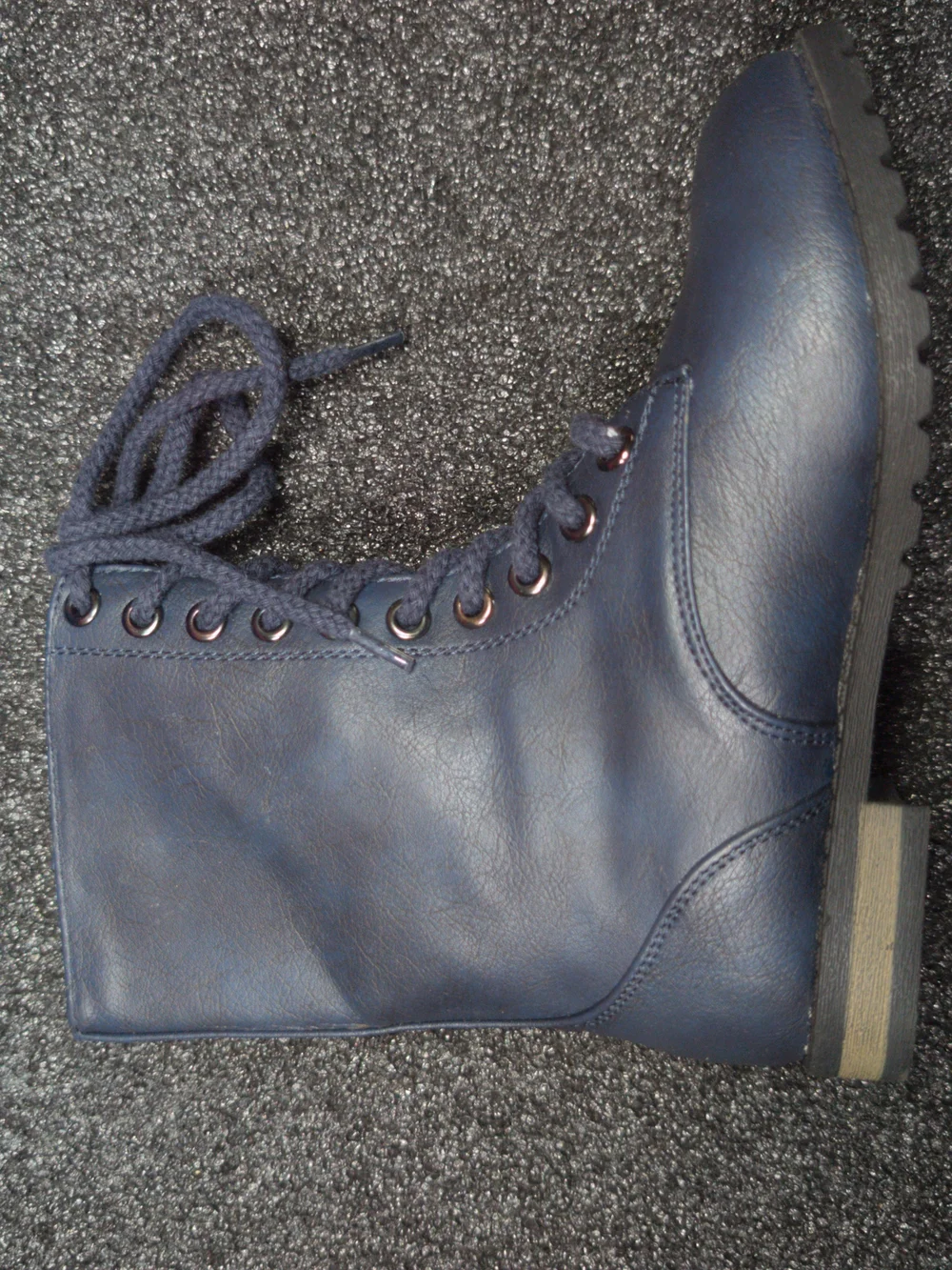 Skechers Girls Navy Lace-Up Combat Boots